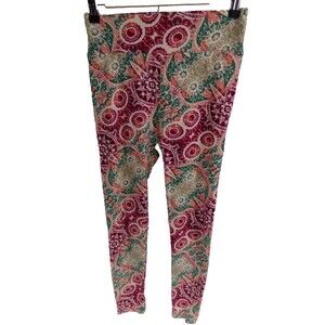 NWOT Lularoe OS One Size Leggings Owl Dobby Print Mauve Aqua Coral Tan Floral